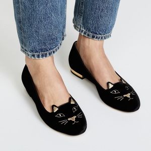 Charlotte Olympia Black Kitty Flats (size 39.5)